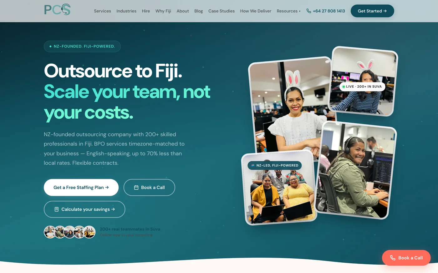 PCS outsourcing website homepage