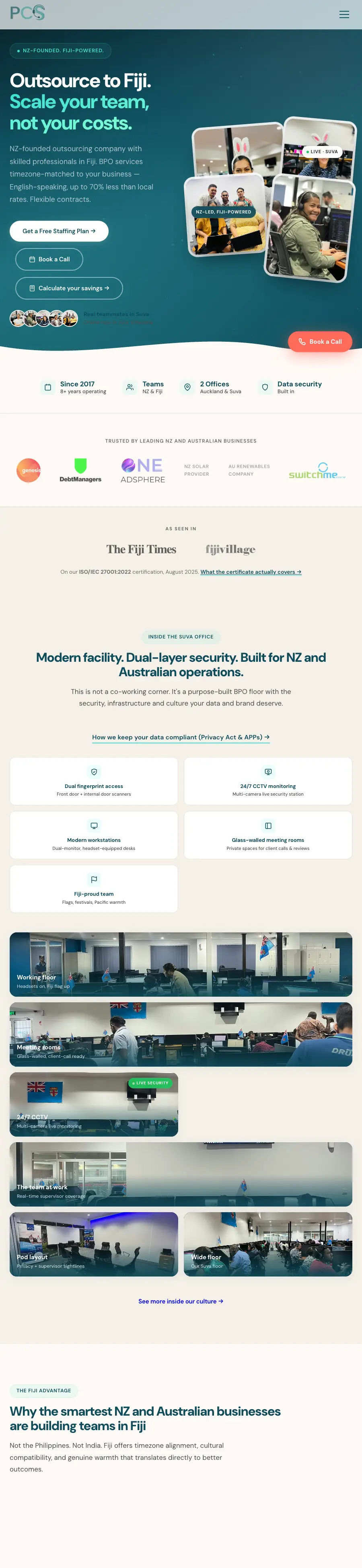 PCS Global website, full page