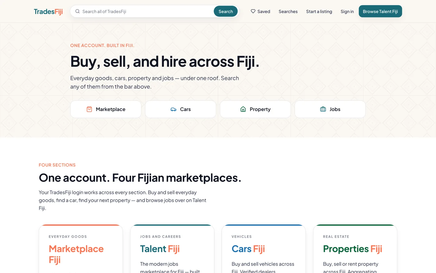 TradesFiji website homepage